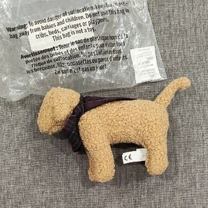 Victoria's Secret Tan Plush Dog Toy with Black Scarf